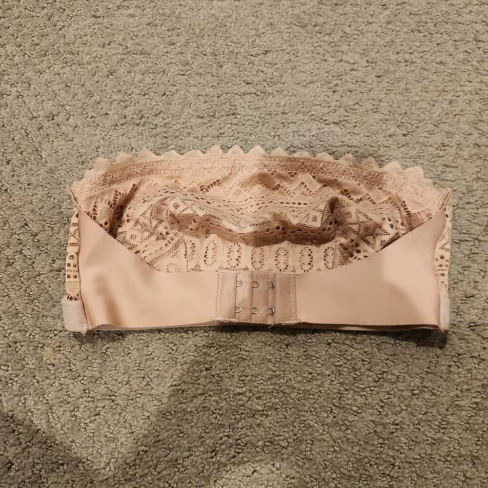 NEW Bralette bandeau dusky pink lace non wired bra S strapless- NEW